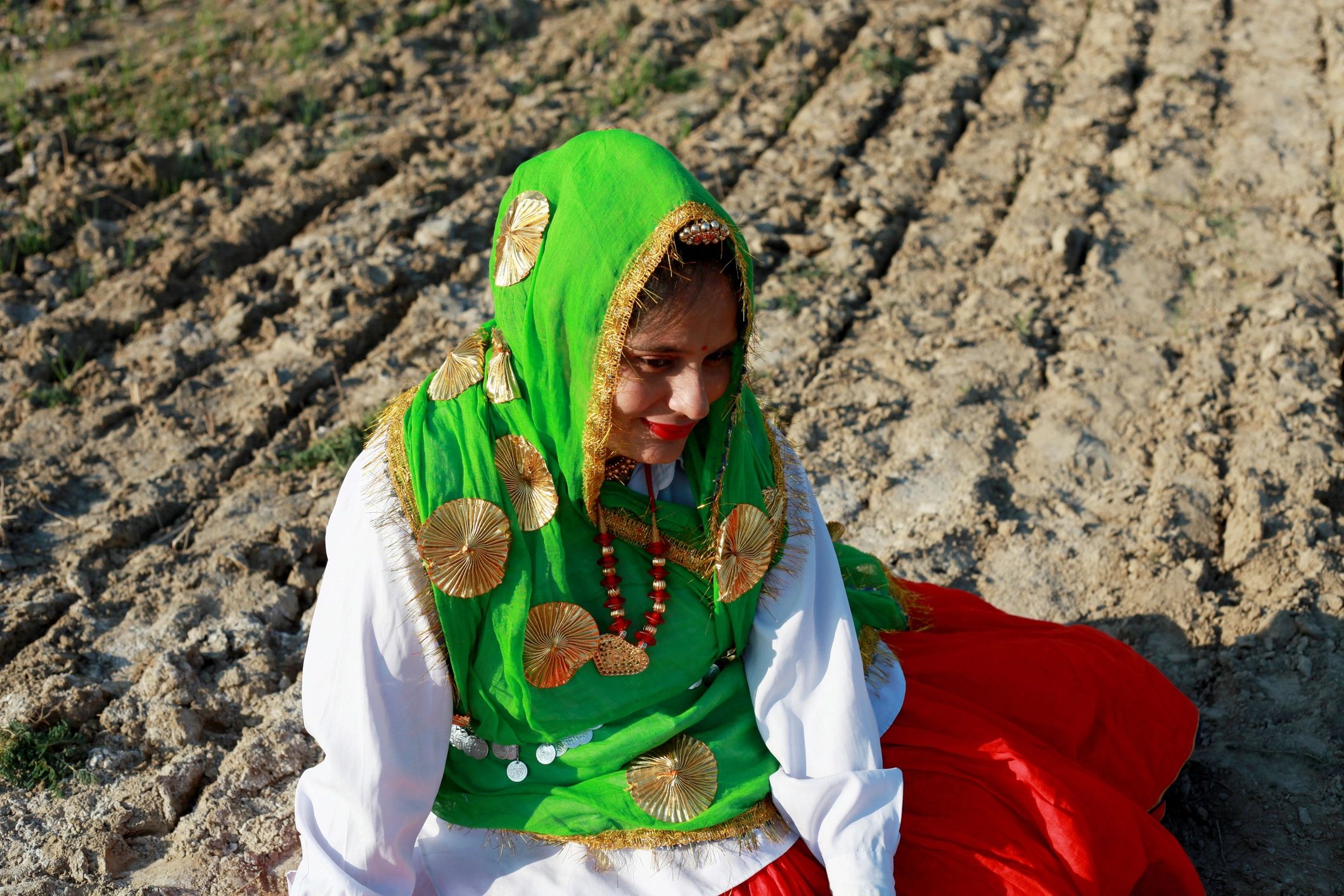 Elegant Indian bridal portrait outdoors