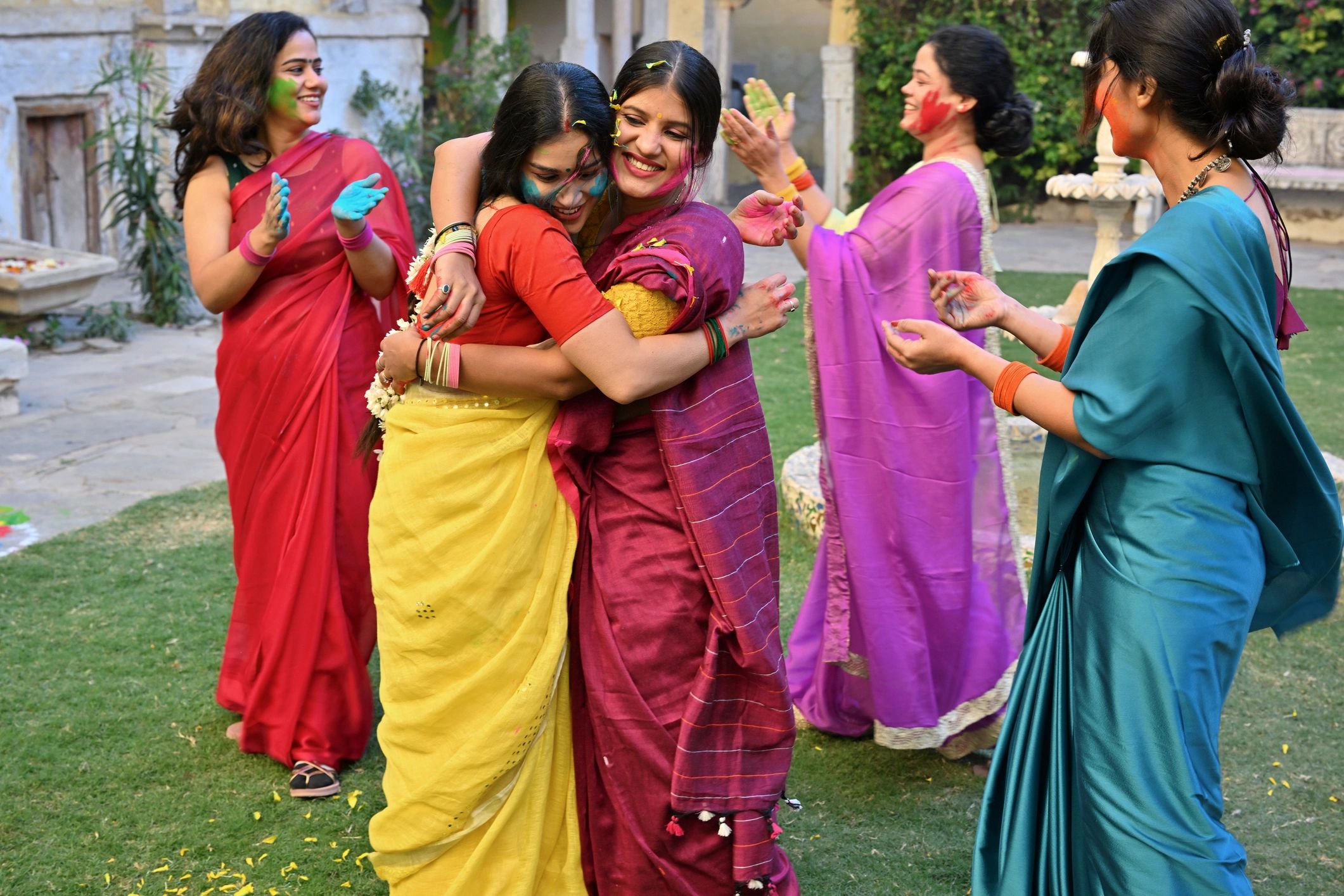 Joyful color-filled celebration moment