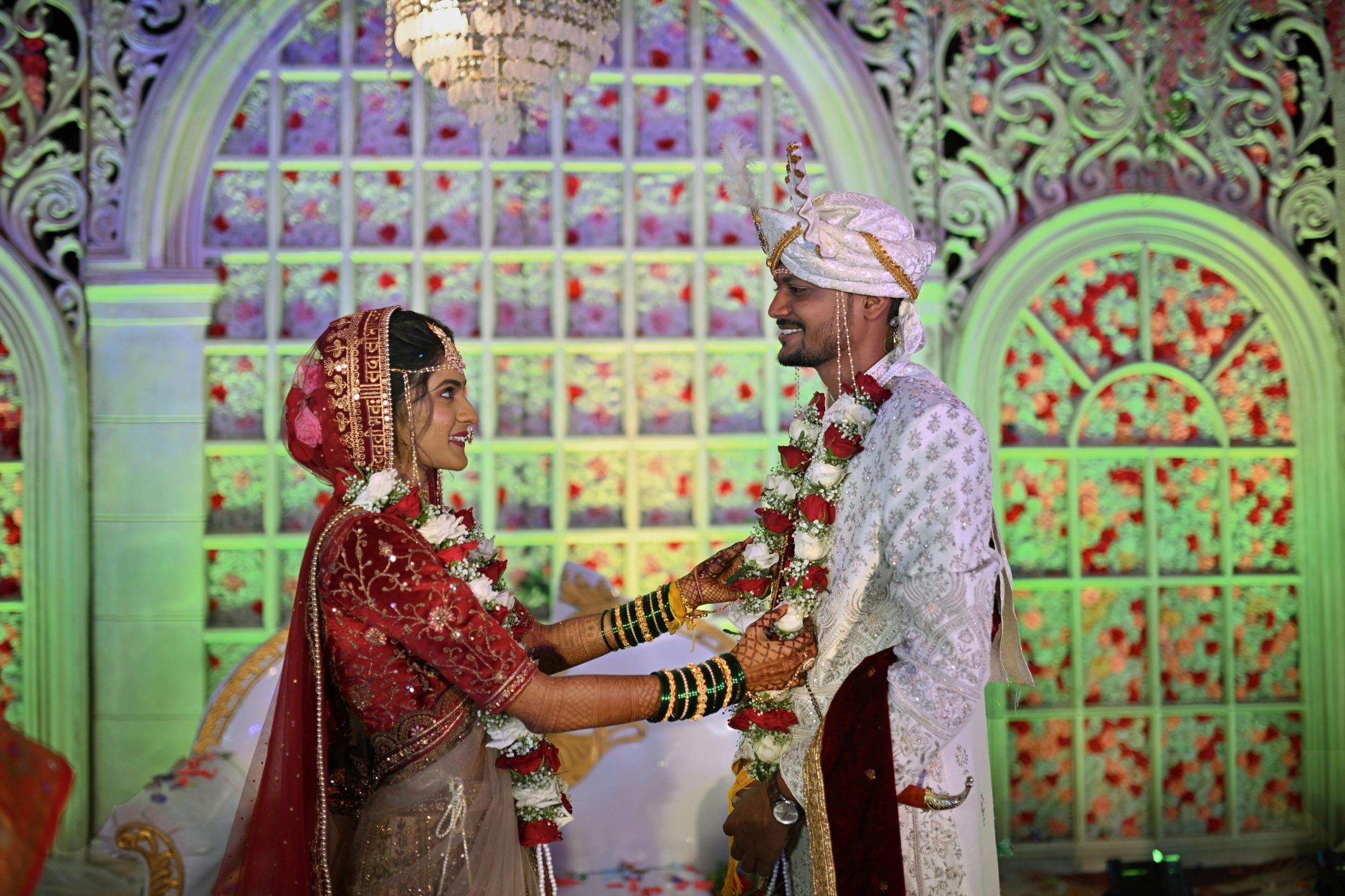 Bride and groom in a joyful wedding moment
