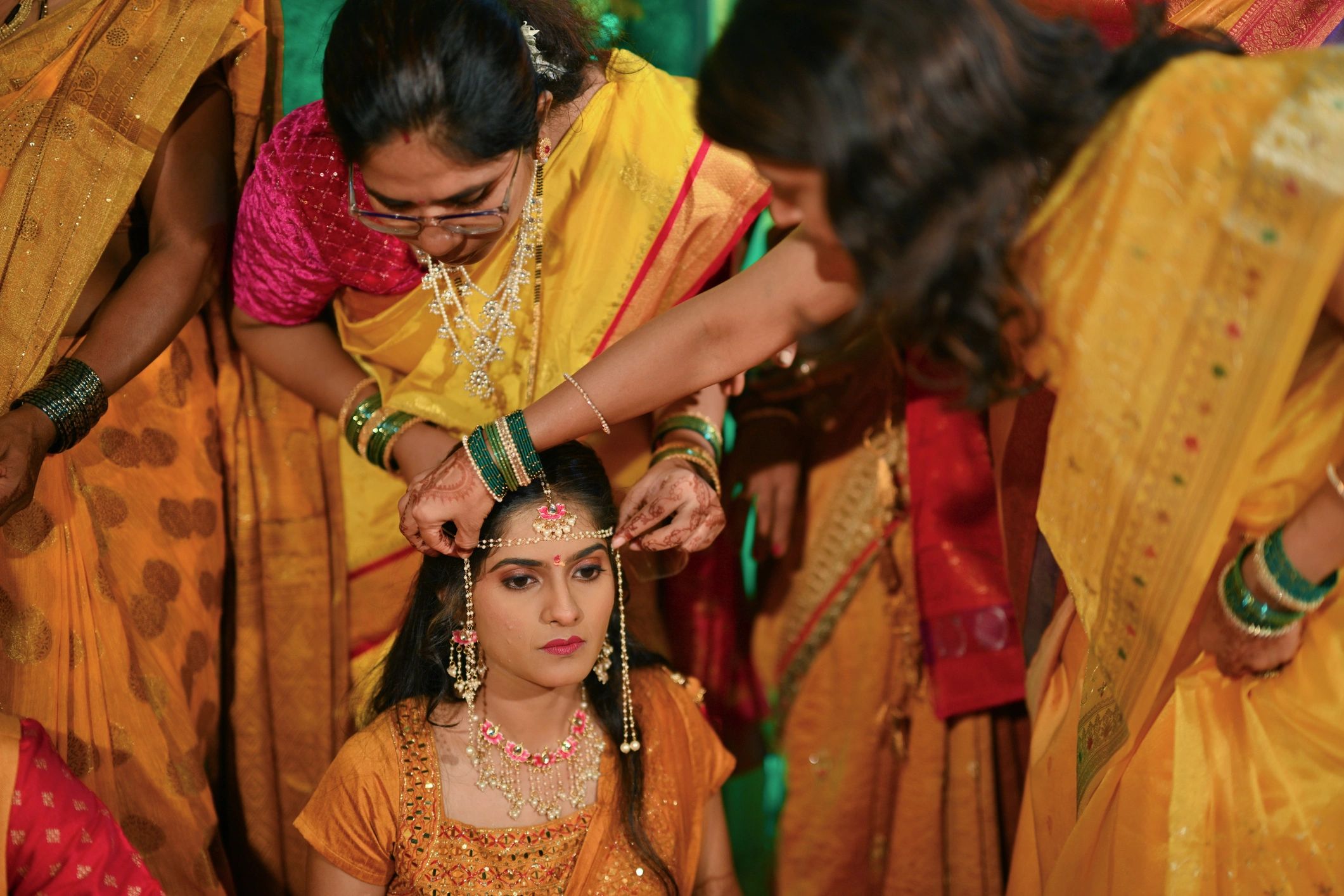 Haldi ceremony detail captured candidly