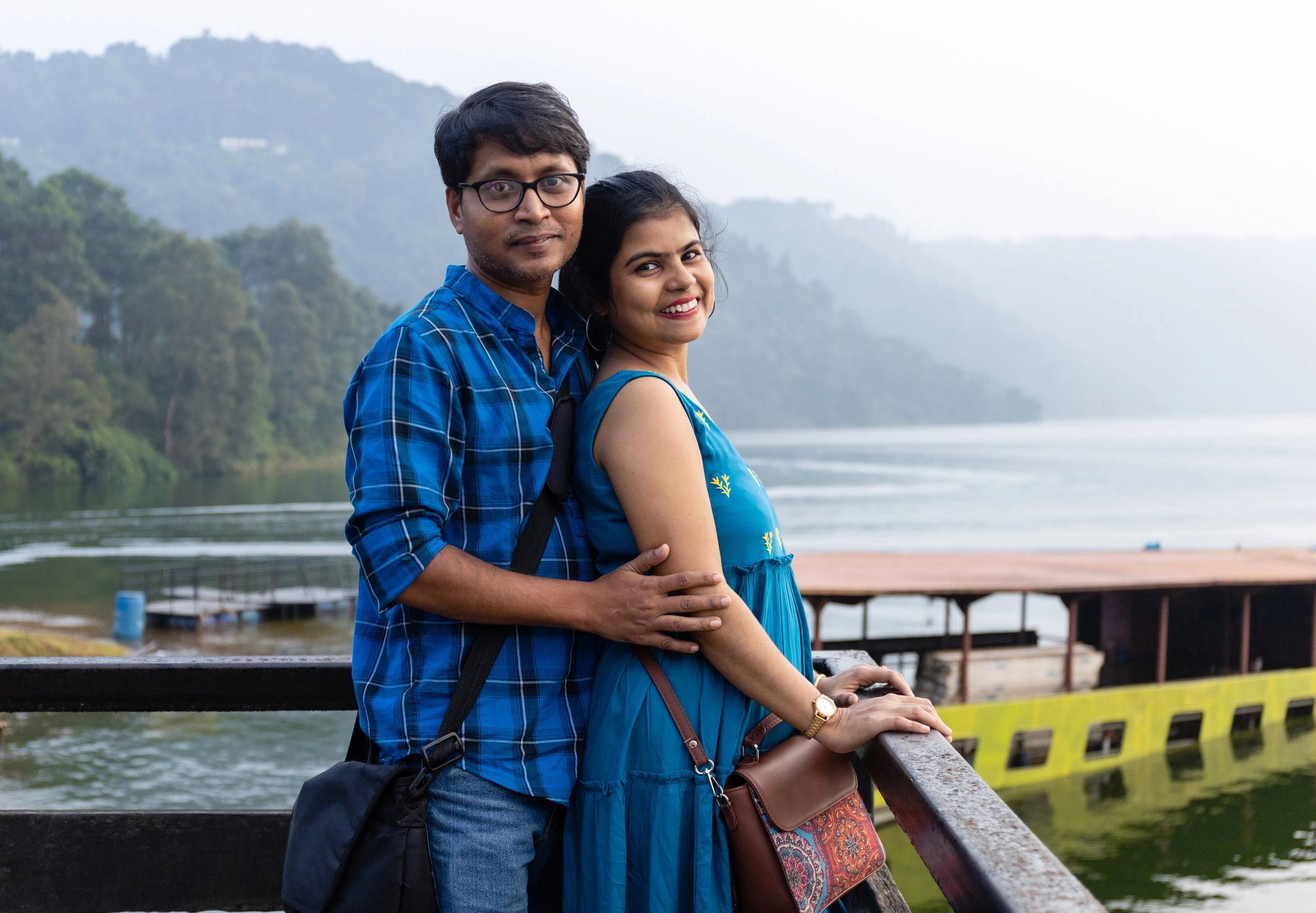 Romantic candid portrait of an Indian couple outdoors